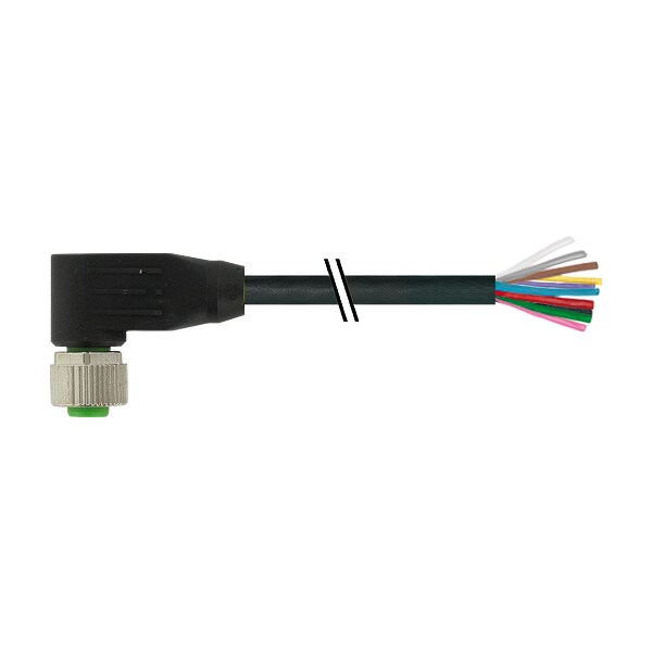 Murrelektronik M12 FEMALE 90 Degree, PUR 12x0, 14 black drag ch AIN 3m 7000-19061-7050300 - main